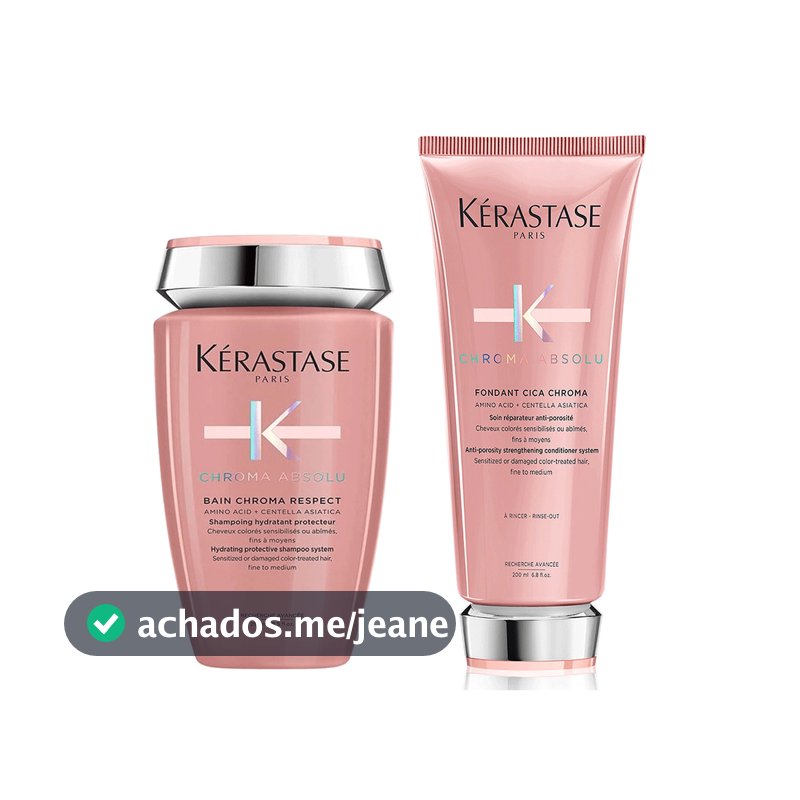 Kit Kérastase Chroma Absolu Bain Chroma Respect 200ml + Kérastase Fondant Condicionador Cica Chroma 200ml