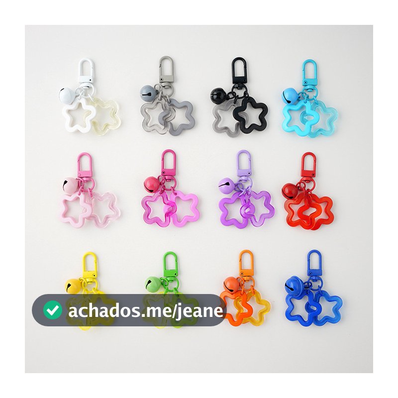 ST.Kunkka Chaveiro de sino de estrela de cinco pontas chaveiro de cor doce pingente de estrela oca para chaveiro com