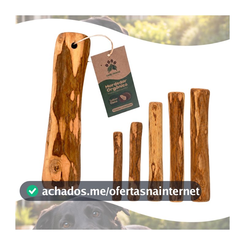 Mordedor Para Cachorro Natural Produto Rustico Madeira de Café Sabor Côco Vários Tamanhos Anti Estresse Pet