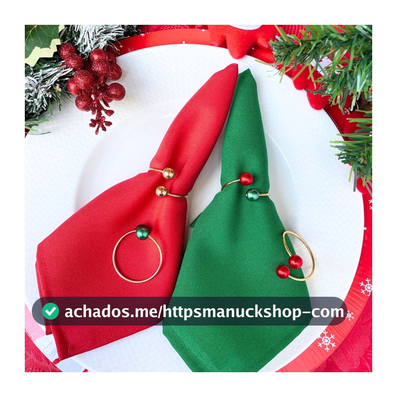 Kit 6 ou 12 Argola Porta Guardanapo Mesa Posta Natal