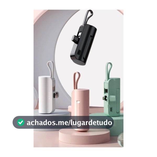 Mini Power Bank 5000mAh 2 em 1 Carregador Portátil para iPhone e Tipo C
