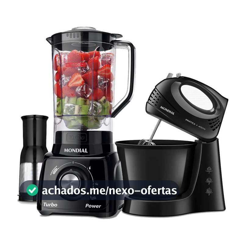 Kit Liquidificador 550W Turbo Power L-99-FB + Batedeira 400W Prática - B-44-B Mondial