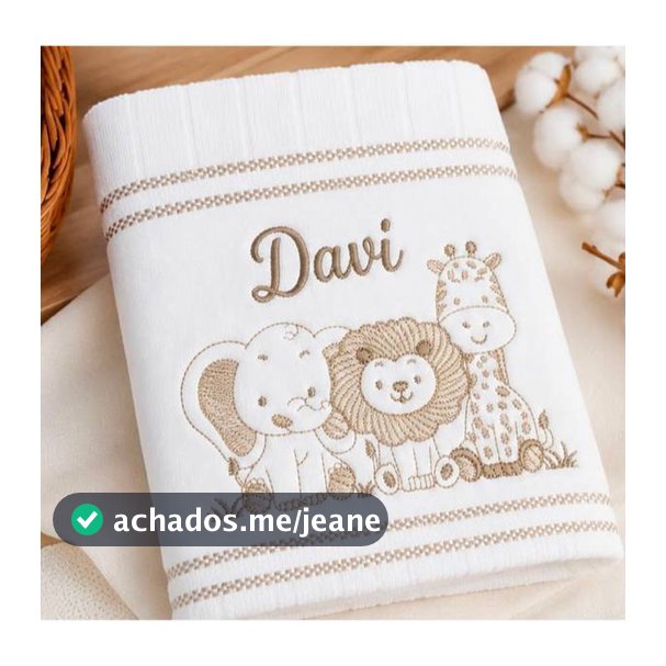 Toalha de Boca Dohler Personalizada com Nome Tema Safari