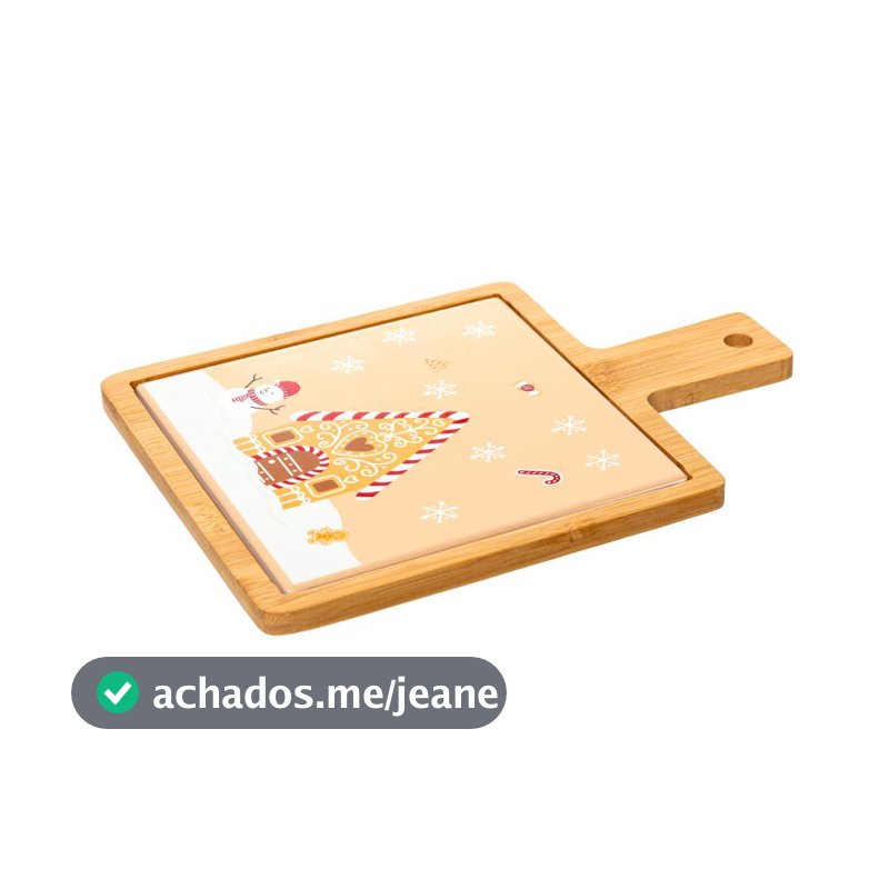 Conjunto 2 Peças Tábua com Bandeja Encanto de Natal para Servir Petiscos Frios e Doces na Ceia e Decorar a Mesa Natalina