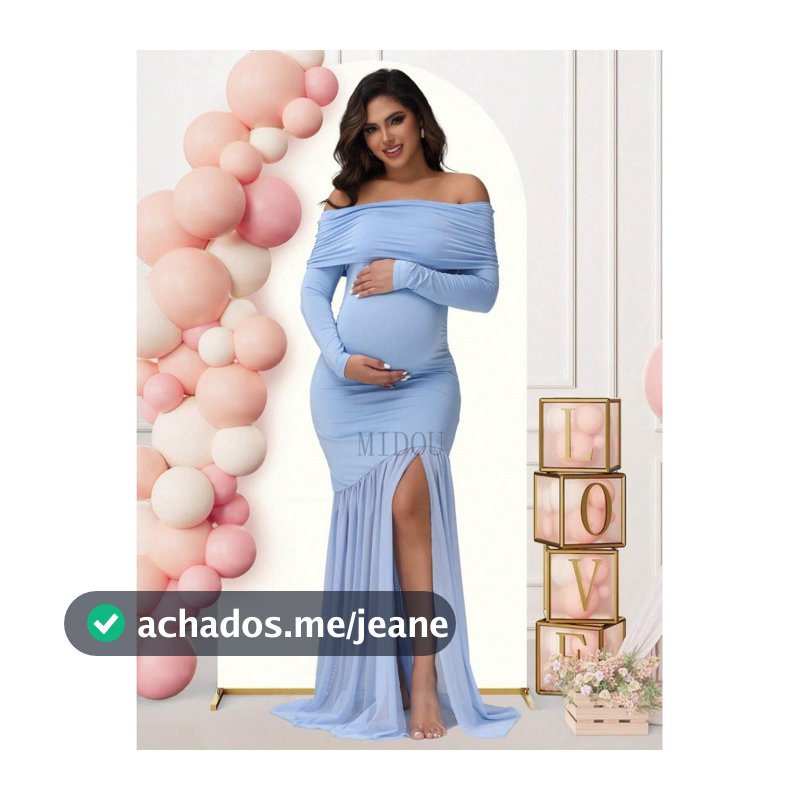 Vestido de Maternidade de Manga Longa Ombro Descido Elegante Ajuste Slim Bodycon com Patchwork de Malha Vestido de Mater
