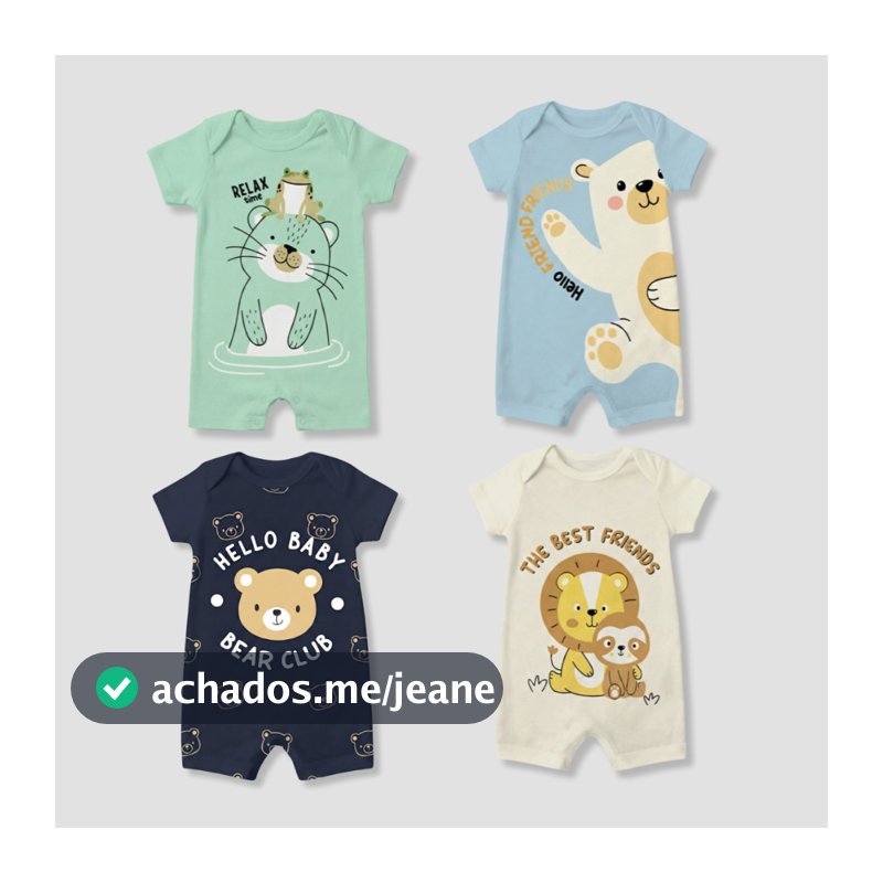 Kit 4 Macaquinho Infantil Bebê Menino Suedine 100% Algodão Premium de Alta Qualidade Dia a Dia