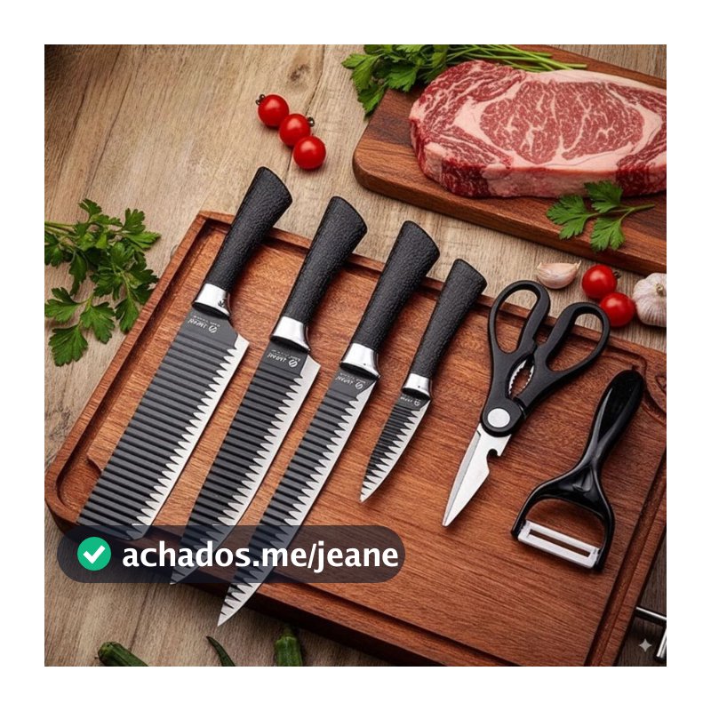 Kit de Facas Inox Antiaderente 6 Peças – Ideal para Churrasco, Legumes e Carne