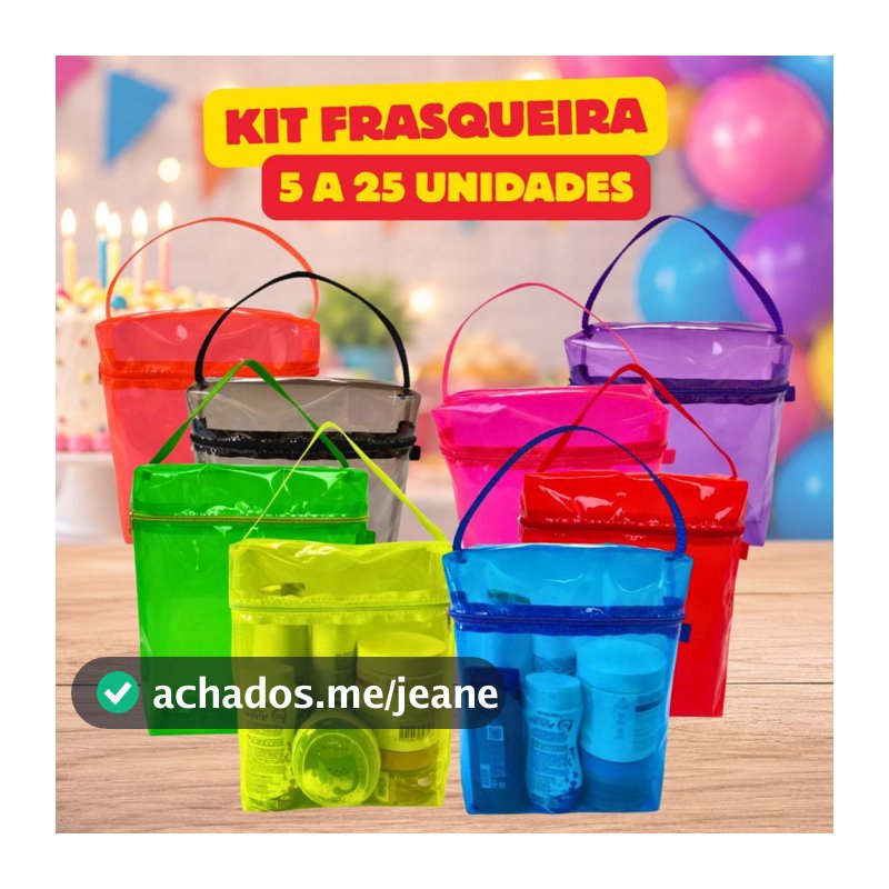 Kit 5 a 25 Necessaire Frasqueira Transparente Lembrancinha Festa Aniversário Organizador