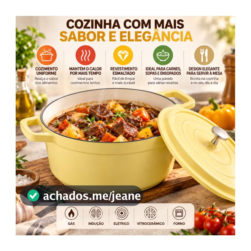 Panela Caçarola Ferro Fundido Esmaltada Antiaderente 22/24/26cm Indução e Gás Mollycook