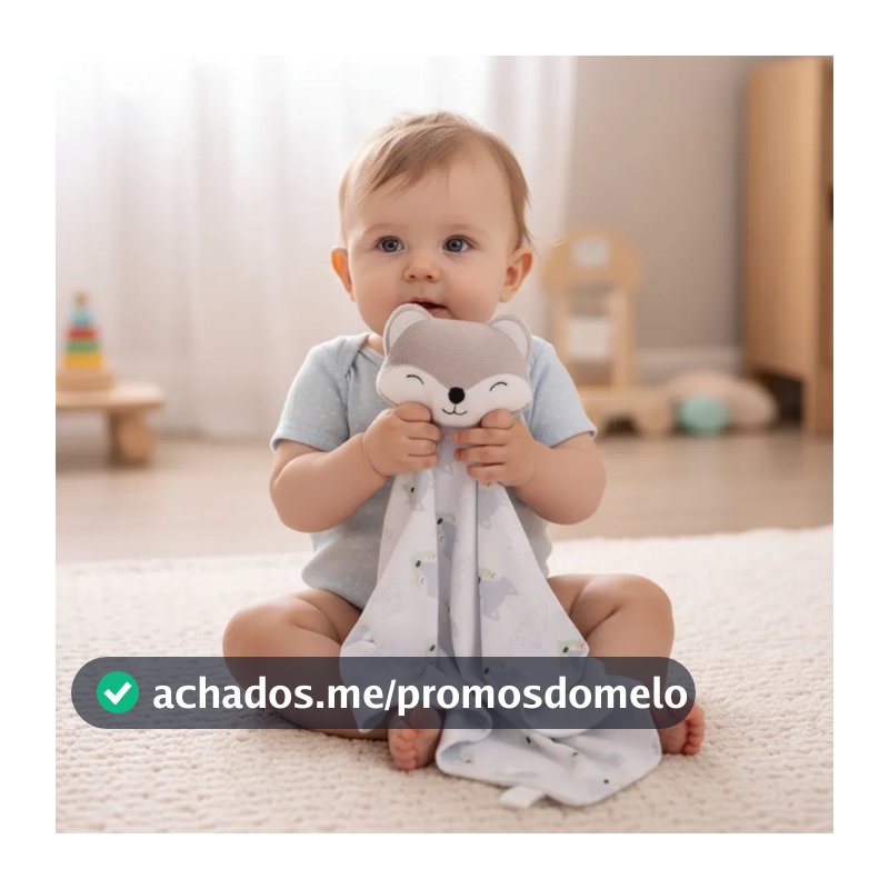 Naninha Para Bebe Com Prendedor De Chupeta Algodão Paninho Raposinha Enxoval