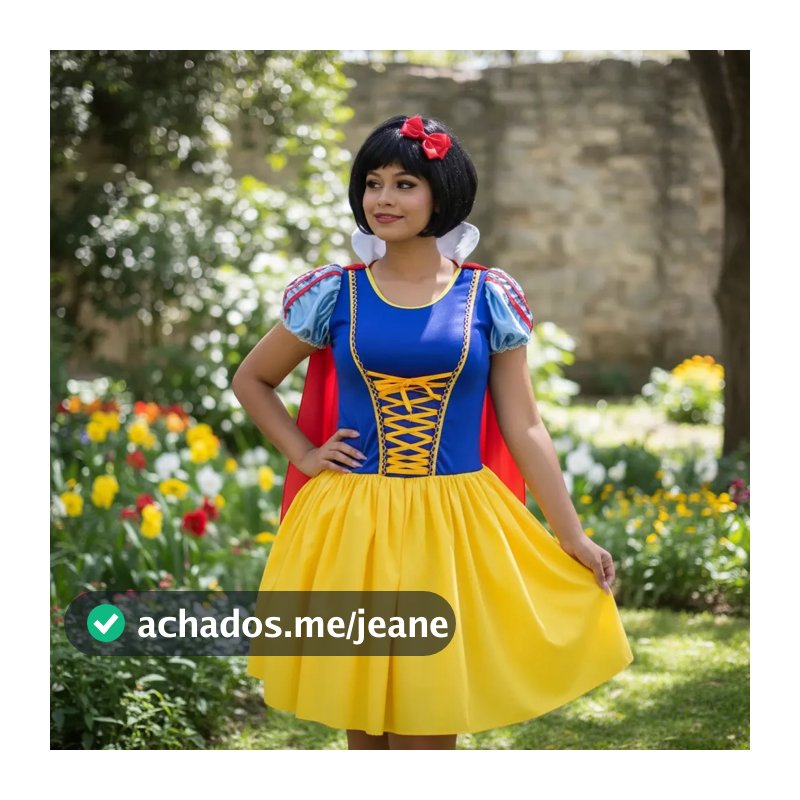 Fantasia Princesa Branca De Neve Cute Adulto Com Capa