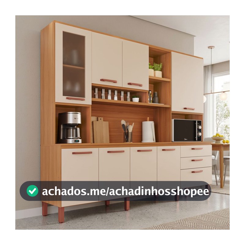 Armário de Cozinha Celeste 100% MDF  8 Portas e 3 Gavetas