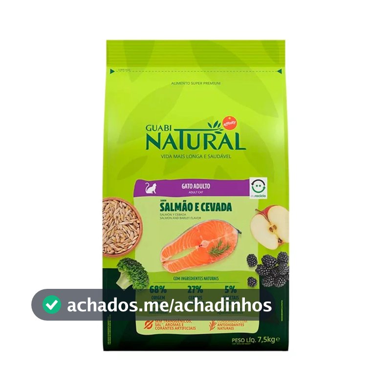 Ração Guabi Natural Gatos Adultos Salmão e Cevada 7,5kg