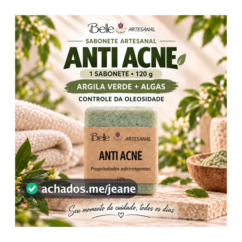 Sabonete Anti Acne Facial Para Pele Oleosa | Cravos e Espinhas | Argila Verde