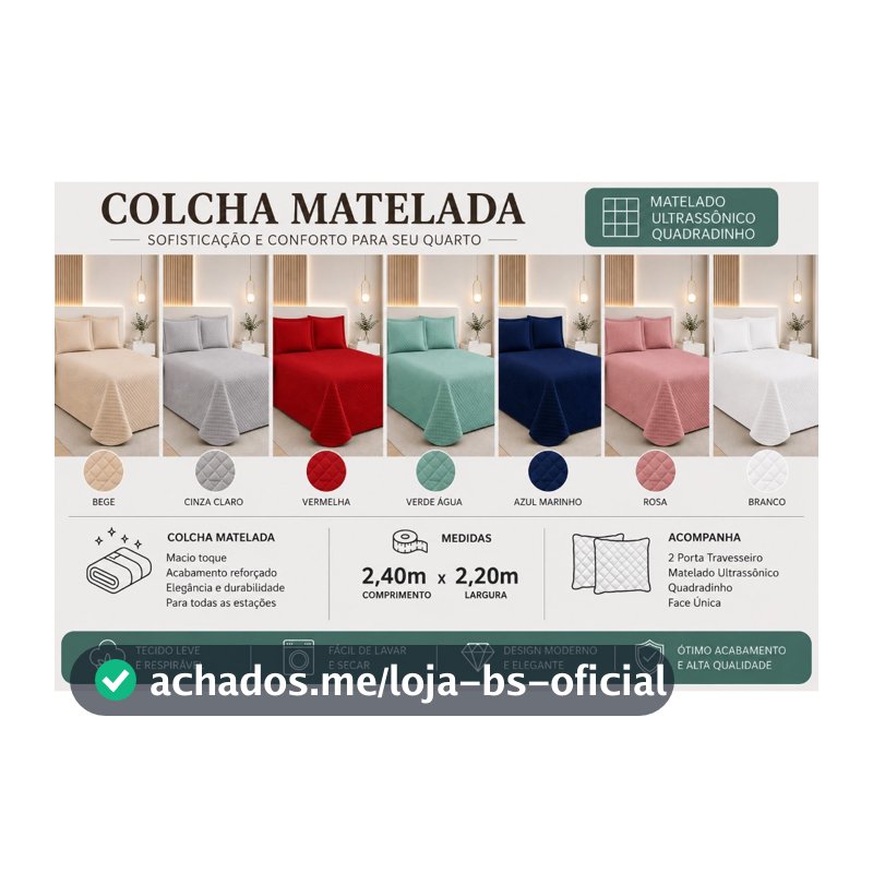 Colcha Cobre Leito Vitória Casal Padrão Box 2,40m x 2,20m Com Porta Travesseiros