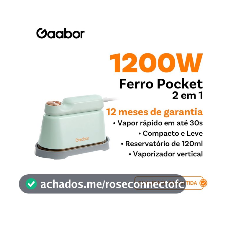 Gaabor Ferro de passar a vapor portátil em aço inoxidável resistente a altas temperaturas vapor top clean1200W HM-M01A