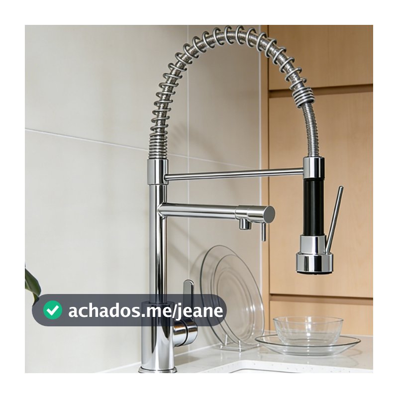 Torneira de cozinha estilo luxo com mola retrátil, disponível nas cores preta e prata