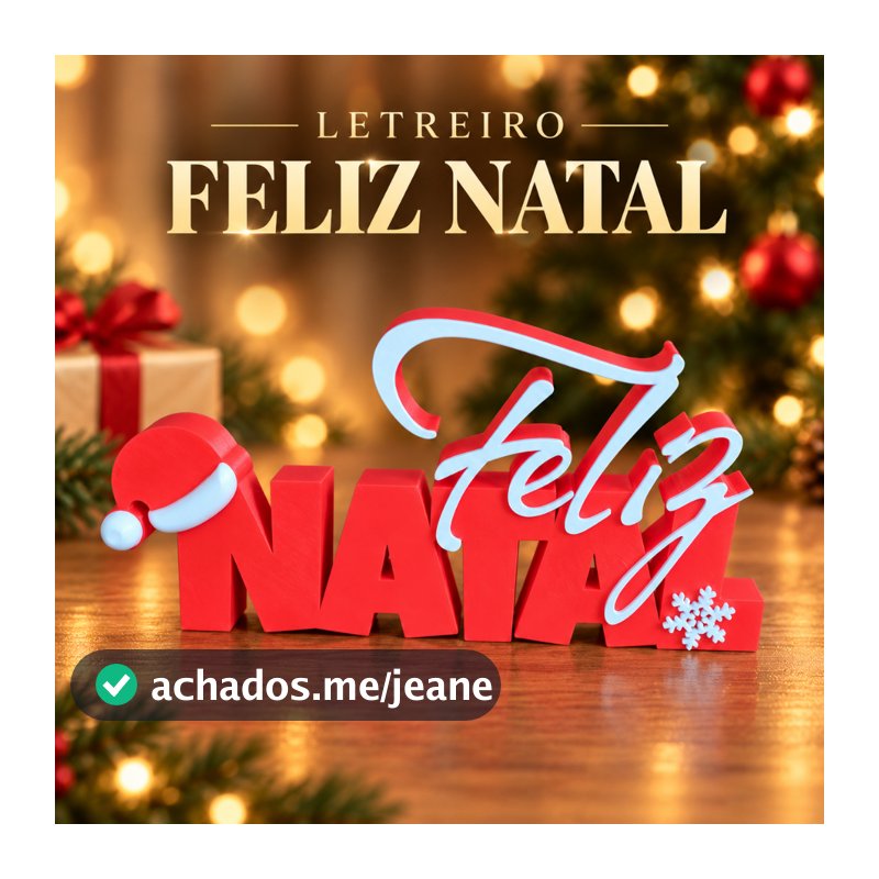 Enfeite Natal Feliz Natal Letreiro Decoração Natalina Mesa Sala Aparador Escritorio Papai Noel Gorro christmas decor