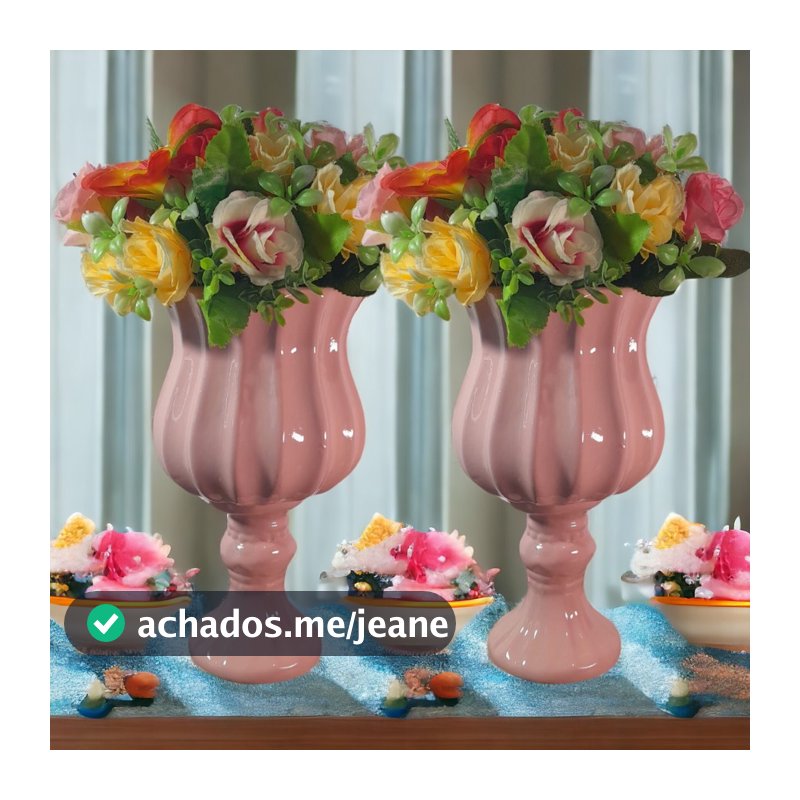 Kit Vaso Castiçal Pequeno 2 Unidades Decoração de Festa Cerâmica Arranjo flores artificial 20x10