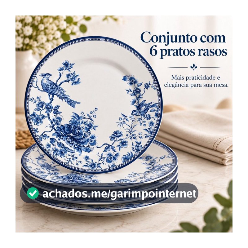 PRATO RASO CHINESES GARDEN 29 CM CAIXA C/ 6 PEÇAS