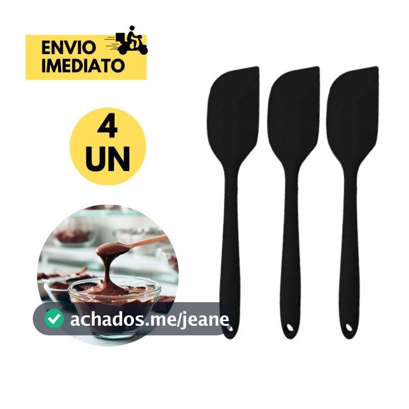 Kit 4 Espátula Pão Duro de Silicone p/ Casa Cozinha Buffet Restaurante Sobremesas Bolos e Chocolate.