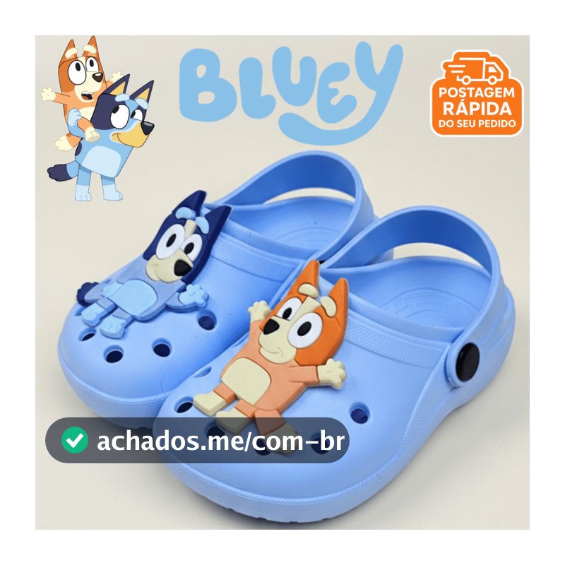 Sandália Infantil Menino Bluey e Bingo Babuche Papete Leve Confortável Macia Promoção Do 19 ao 32