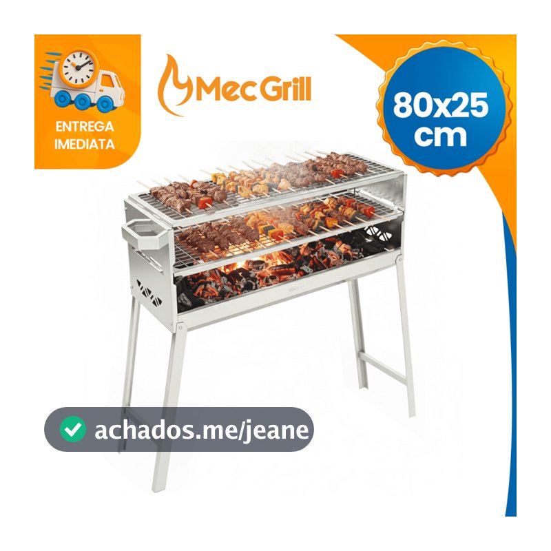 Churrasqueira Para Espetinho Inox 430 Limousin A Carvão Com Grelha Churrasqueira Portátil