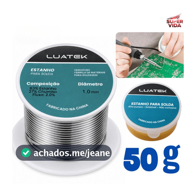 Estanho para Solda 50g Fio de Solda 1mm 63/37 Sn/Pb com Pasta para Solda para Reparos Eletrônicos