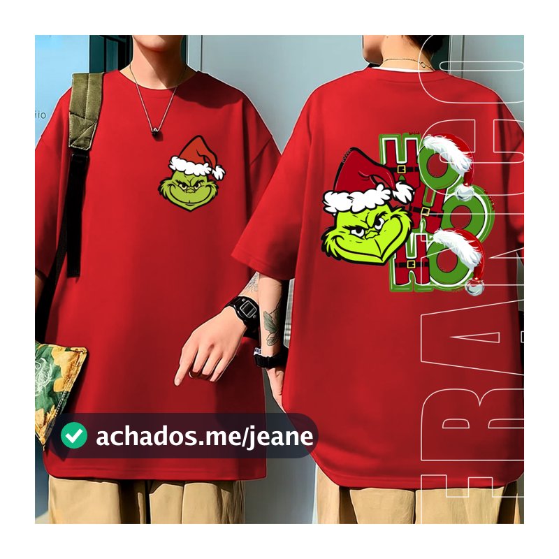 Camiseta Oversized Streetwear Grinch Mode Merry Natal Camisa 100% Algodão Premium Natalina