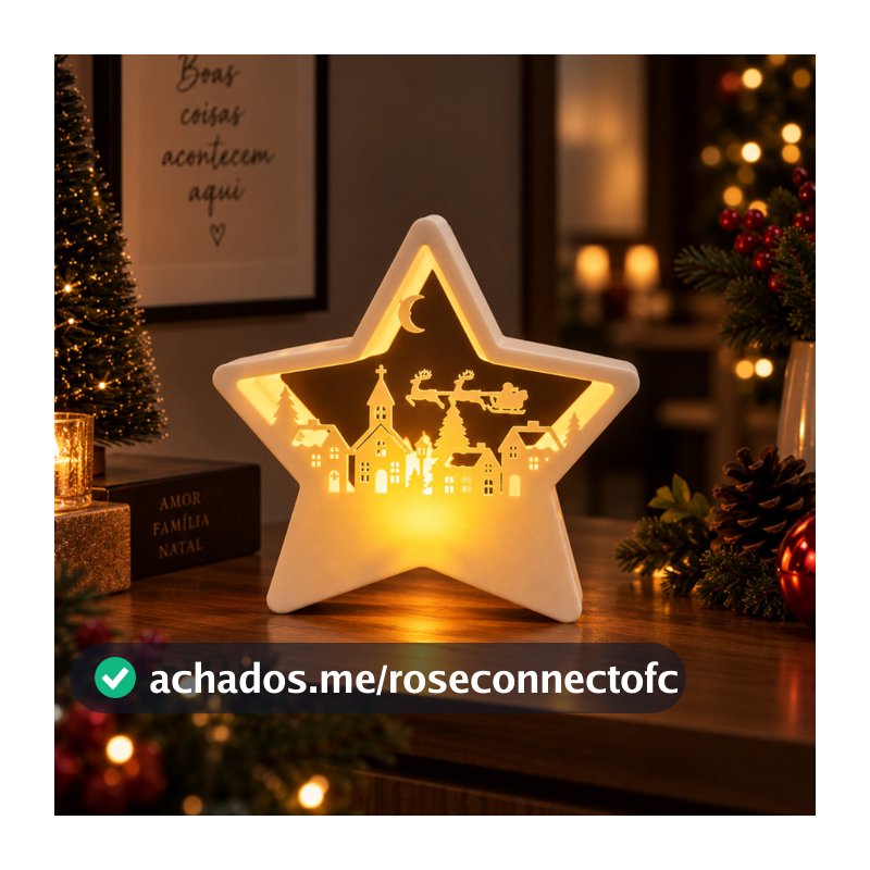 Estrela de Natal com Led Decoração Natalina Enfeite de Mesa Rack Luminária Decorativa Natal