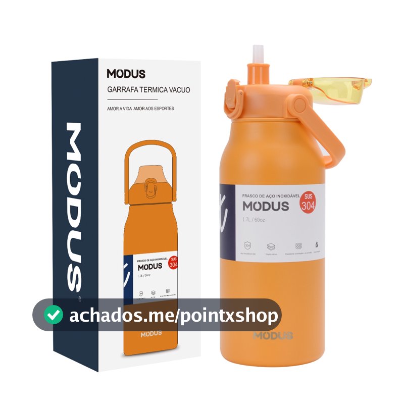 MODUS Garrafa Térmica de Viagem Inox 1700ml Água Com Canudo