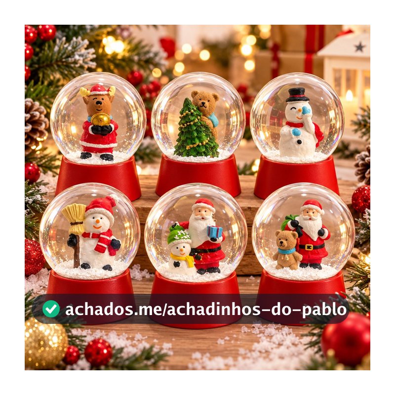 Enfeite De Natal Globo De Neve Vidro 8cm Decoração Natalina