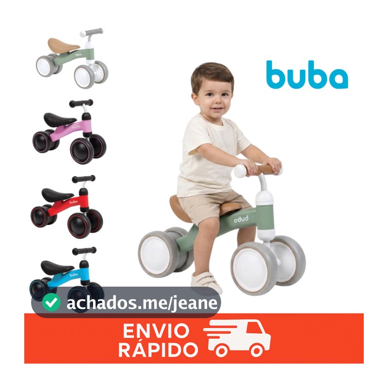 Bicicleta Equilíbrio Infantil Andador Sem Pedal 4 Rodas Bebê Buba Criança