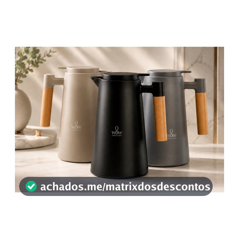 Garrafa Térmica Cabo Madeira Para Café 1l