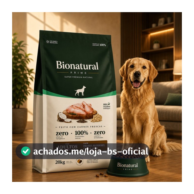 Ração Bionatural Prime Cães Adulto Raças Médias e Grandes Frango 20kg-Envio Rápido