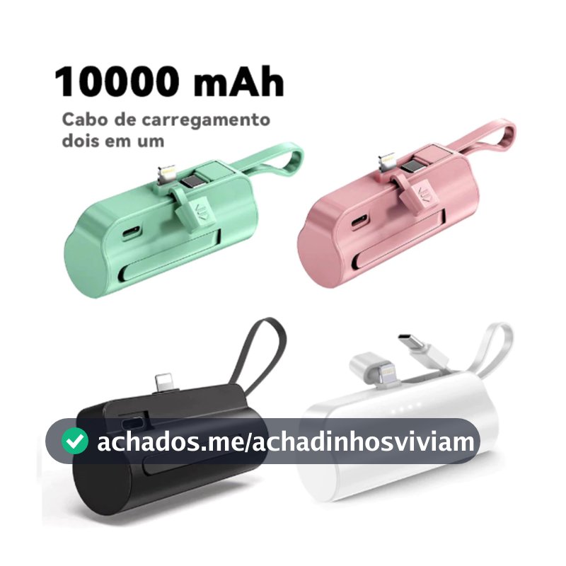 Mini Power Bank Carregador 10000mAh para iPhone eTouch-C 2 em 1