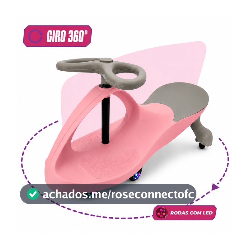 Carrinho Rolimã Infantil Gira 360 Graus LED nas Rodas Zippy Car Compact Suporta Até 80kg Reforçado Menina Kizumba Azul