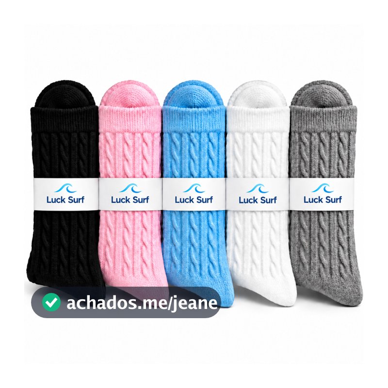 Kit 5 Pares Meias Femininas Algodão Academia LUCK SURF Confortável