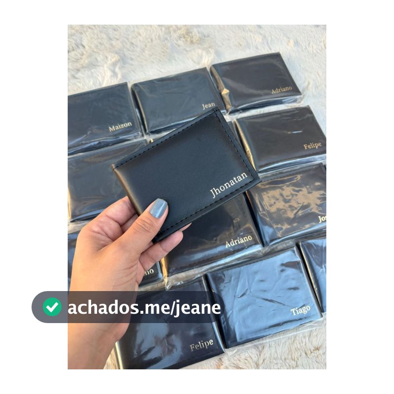 Carteira Masculina Slim Porta Cartão Personalizada Com Nome Em Couro Sintetico