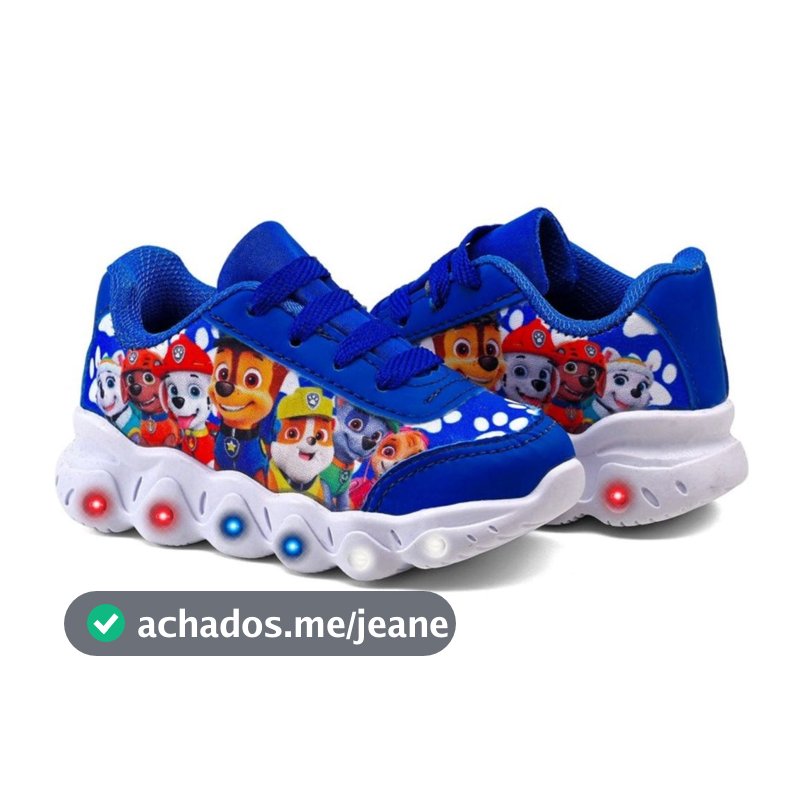 Tênis Infantil Patrulha Masculino Com Led Super Macio Lançamento