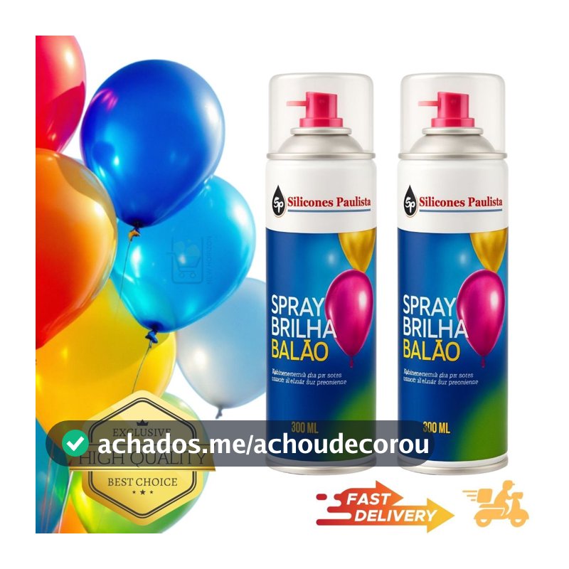 Kit Brilha Balão Spray Bexiga Festa Buffet Festa 300ML Decoração Realça Cor do Balão