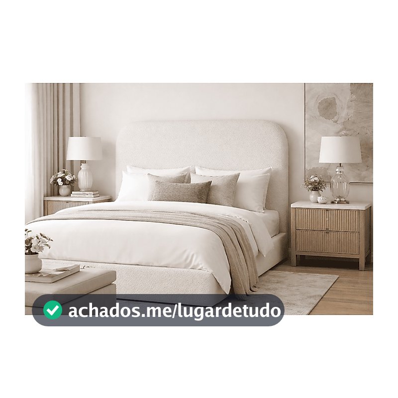 Cabeceira Queen Bouclé Creme 160x120cm Estofada para Cama Box Painel Luxo