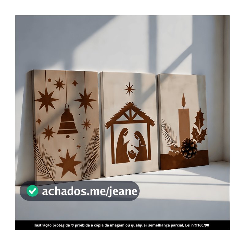 Kit 3 Quadros Natalino Decorativo Presépio Minimalistas Quarto Natal Sala