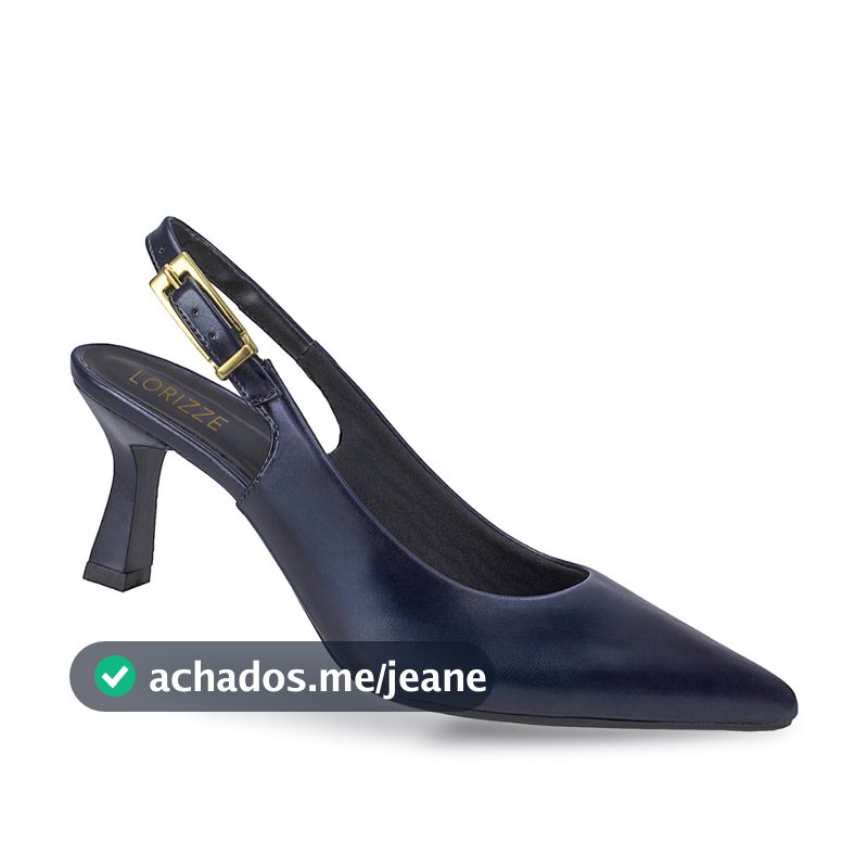 Scarpin Feminino Slingback Salto Fino Médio Com Fivela No Cabedal Elegante E Social 028
