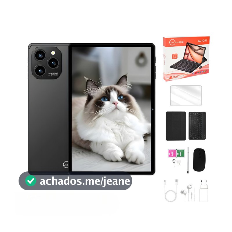 Tablet 10.1” com Teclado+Mouse 6GB RAM 128GB Android 13 Câmera 50MP