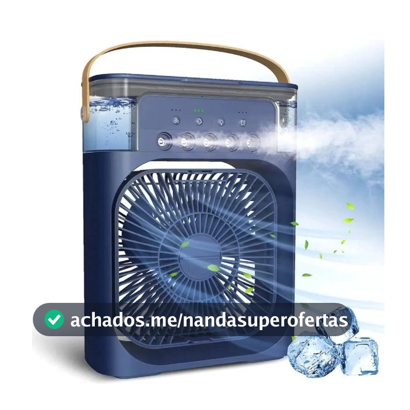 Ventilador Portátil de Mesa com Nebulização Umidificador USB Recarregável, Silencioso Casa e Escritório