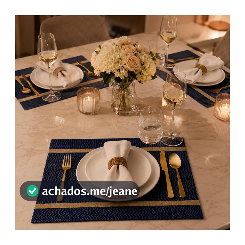 Jogo Americano PVC 40x35cm Fácil de Limpar para Mesa Posta Café Almoço e Jantar
