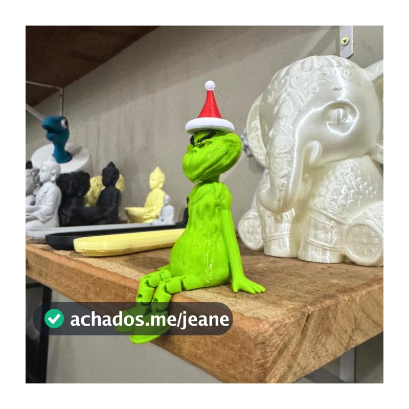 Boneco Grinch Natalino | Impressão 3D | Sentado com Pernas Articuladas | Decoração De Natal