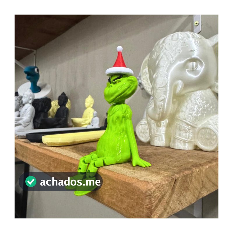 Boneco Grinch Natalino | Impressão 3D | Sentado com Pernas Articuladas | Decoração De Natal