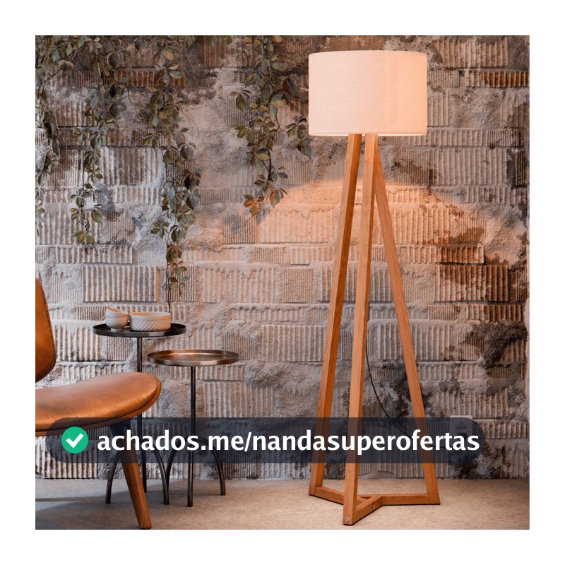 Luminária De Chão Classic Abajur Cúpula Tecido Pés Em Madeira Sala Quarto - AV